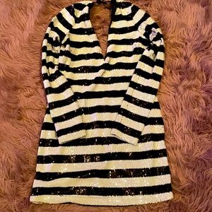 Black n white sequins dress